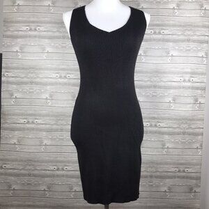 Charlotte Russe Black Ribbed Bodycon Dress Womens Medium Club Festival Y2K